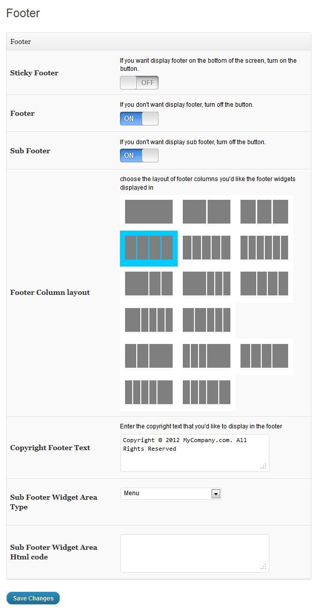 Footer Options